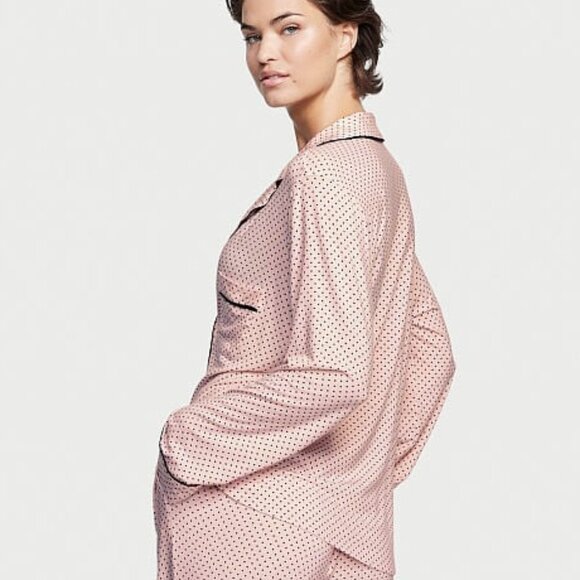 VS XXL Reg 30" Inseam Modal PJ Set Light Pink Tiny Dot Polka Dots So Comfy! NWT - Picture 8 of 14